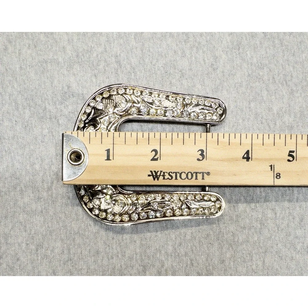 Western Silver Bling Belt Buckle‎ Womens Rodeo Southwestern